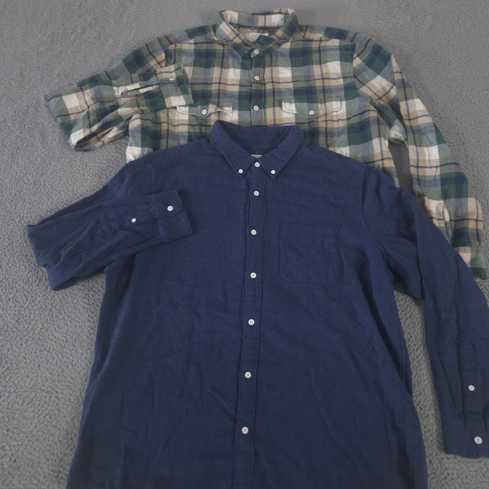 LOT OF 2 American Eagle Shirt Mens XXL Plaid Solid Cotton Super Soft Flannel